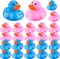 24 Pieces Pink Blue Gender Reveal Rubber Ducks in Bulk Mini Ducky Bath Toys Team Girl Team Boy Small Ducks for Baby Shower Gender Reveal Party Favor Decorations